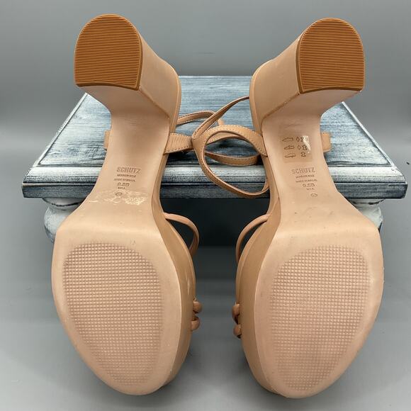 NEW Schutz Women’s Kelsie Platform Sandals Beige Size 9.5B - Picture 9 of 11